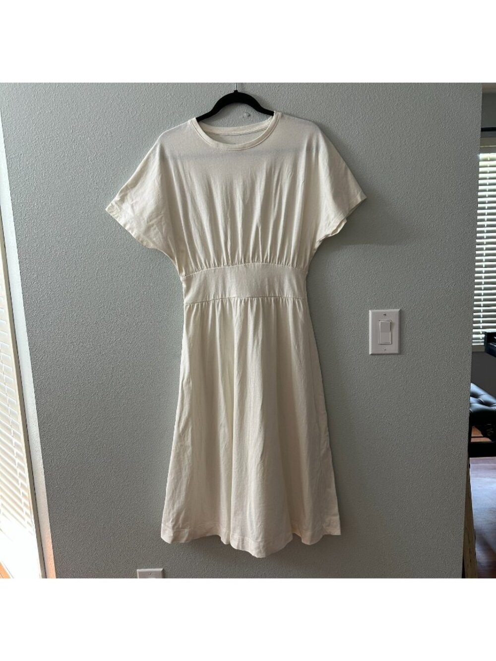 Everyday Cream Midi Dress with Elastic Waist
